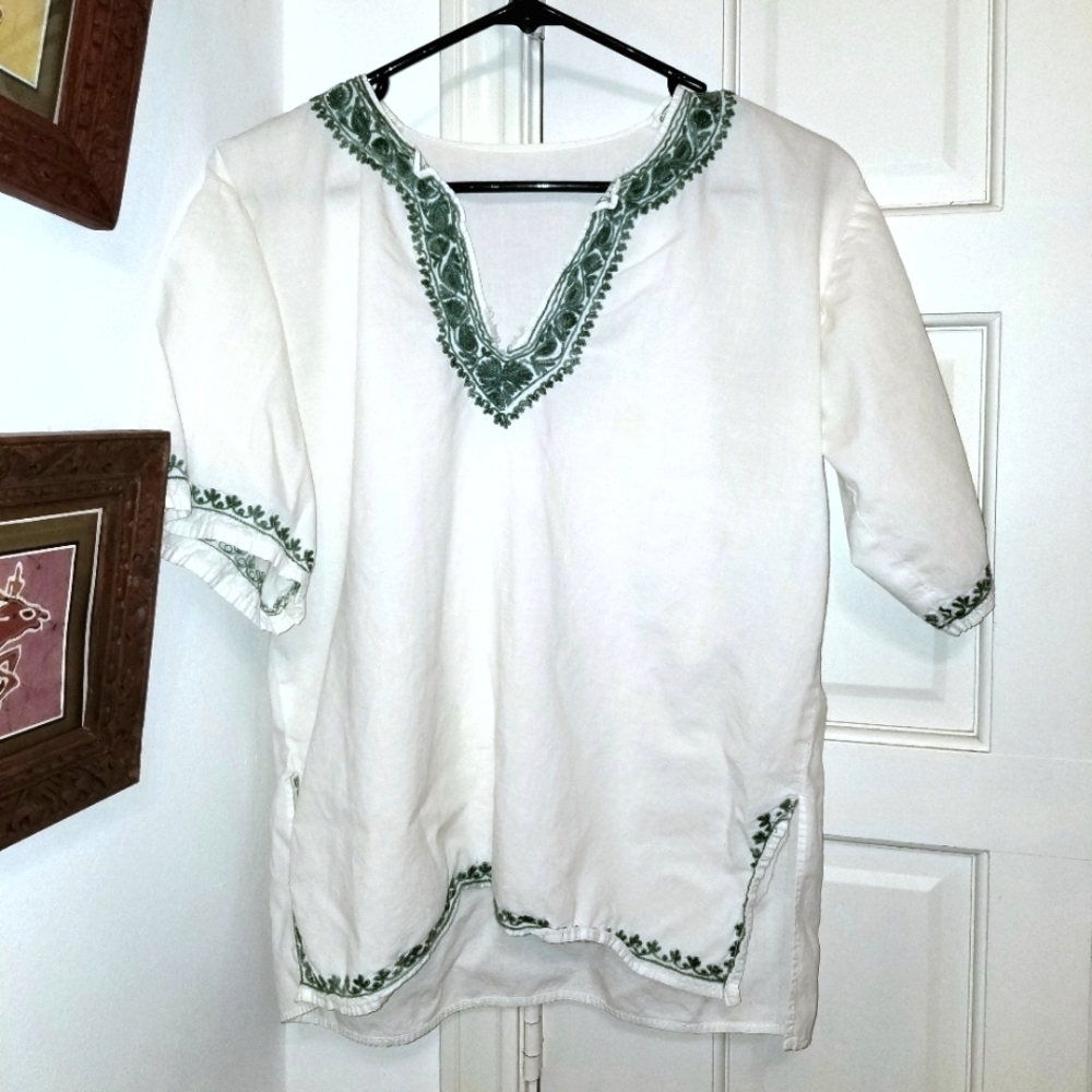 Vintage cotton peasant shirt M/L